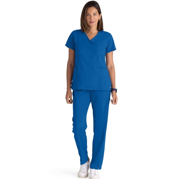 Grey’s Anatomy by Barco Spandex Stretch Kim V-Neck Scrub Top Women’s Small Royal - Picture 8 of 9